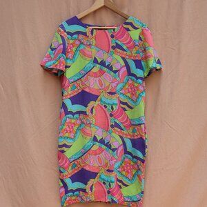 Silk Pucci-Print Nipon Boutique Mod Multicolor Abstract Mini Dress